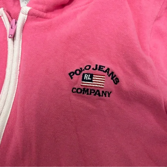 Ralph Lauren Pink and White Zip-Up Hoodie - Picture 3 of 6